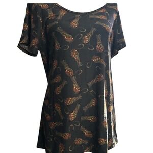 Wicked Cute LulaRoe Kitty Cat Patterned T-Shirt‎ | Medium | Multicolored